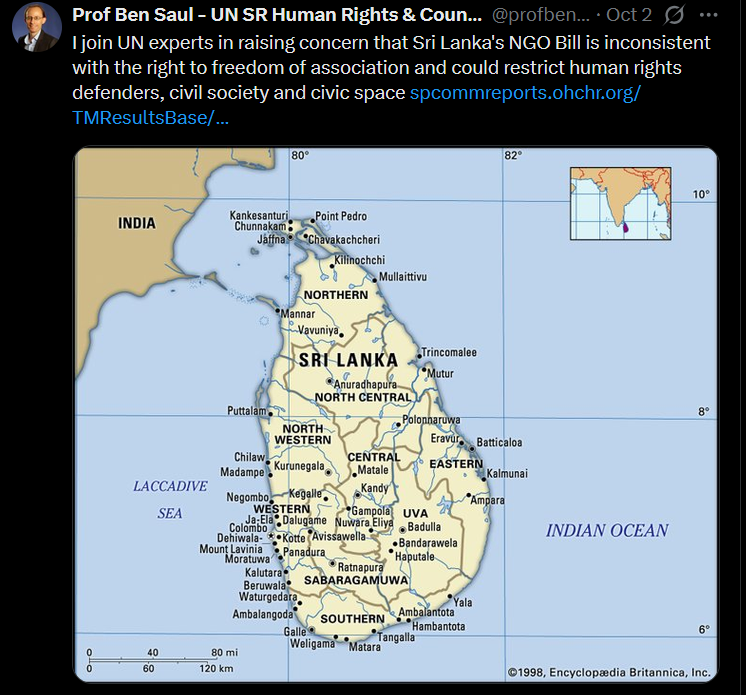 UN human rights rapporteurs raise alarm over proposed legal controls on Sri Lankan NGOs