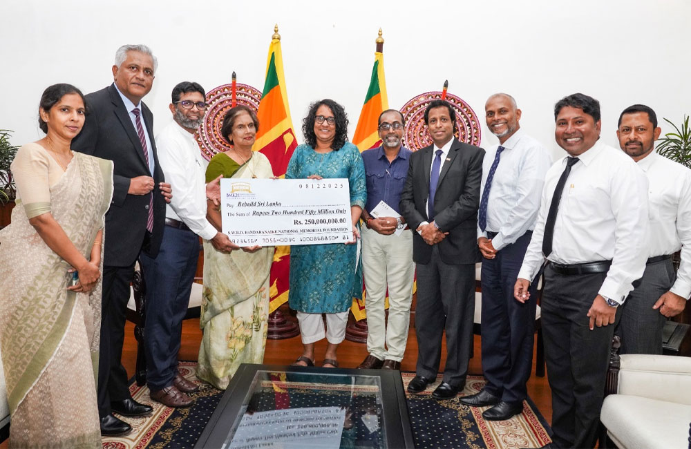 Bandaranaike Memorial National Foundation donates Rs. 250 million to the Government for national recovery after the emergency situation