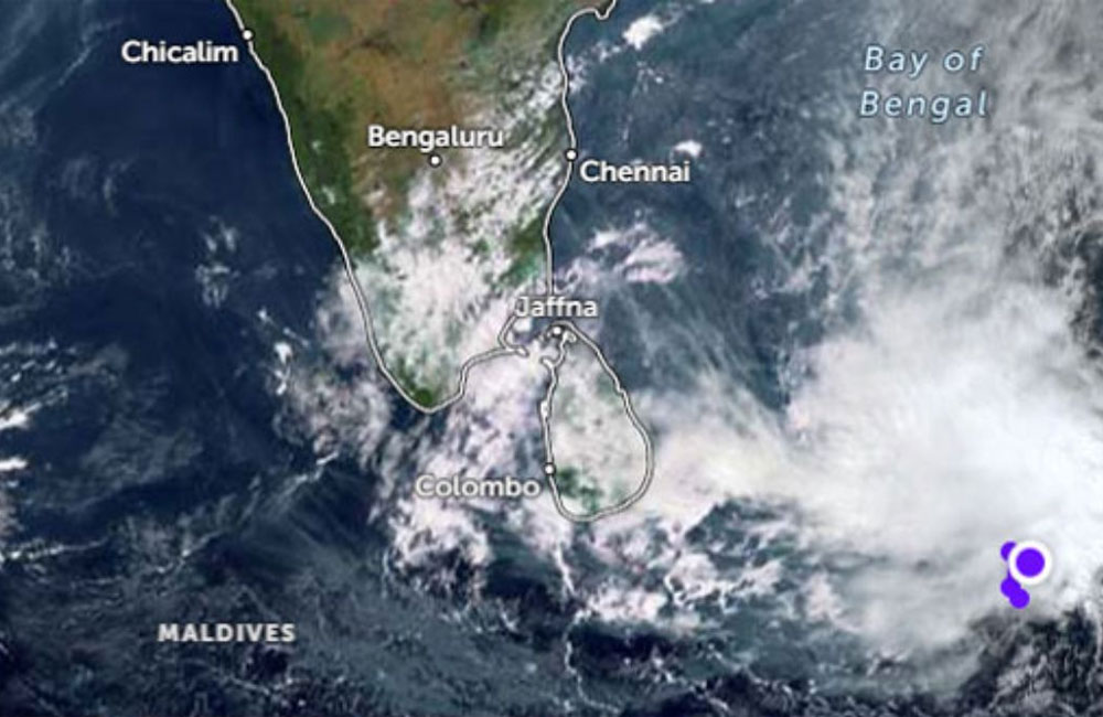 Depression over Bay of Bengal likely to cross Mullaitivu Coast; heavy rain and winds expected