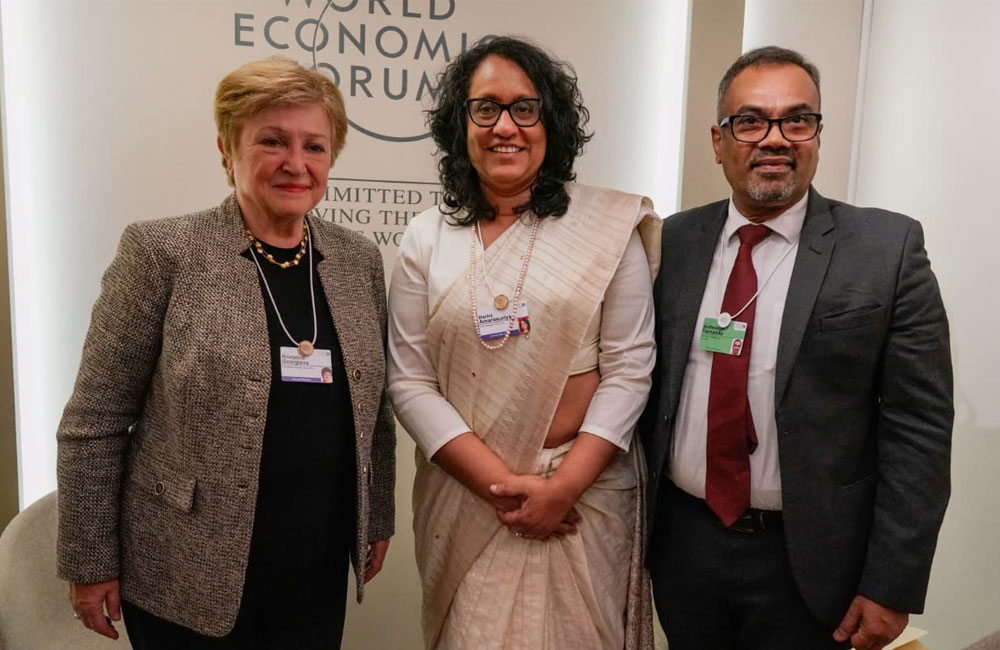 IMF Chief Meets Sri Lankan Prime Minister at Davos, Reaffirms Support for Recovery