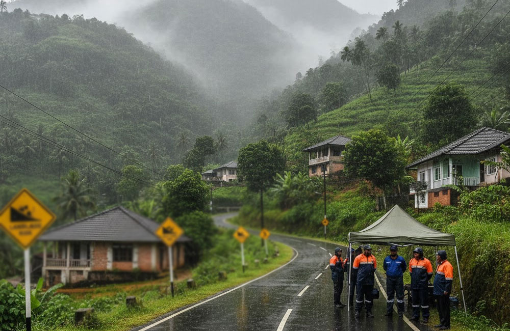 NBRO Issues Landslide Alerts for Four Districts Amid Ongoing Weather Concerns