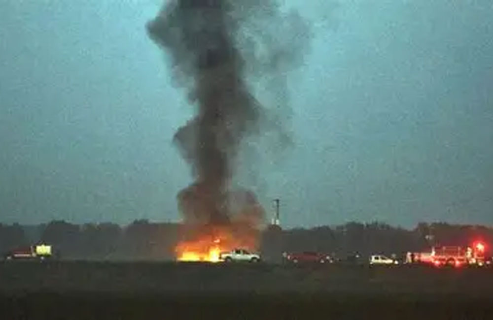 Private jet crashes in flames at Maine airport with eight aboard