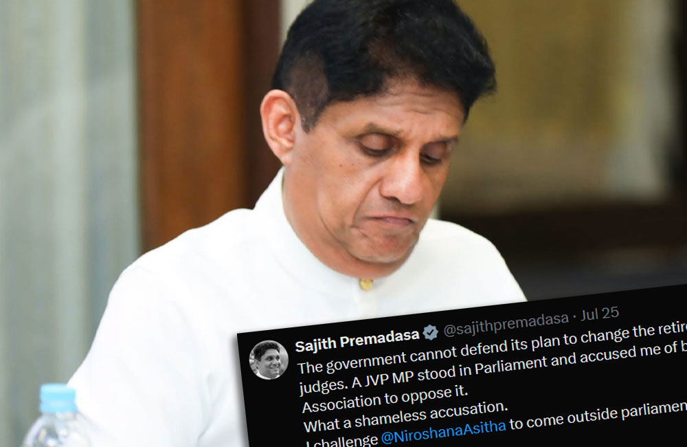 Sajith denies political deal with BASL president, challenges NPP to repeat claims outside Parliament