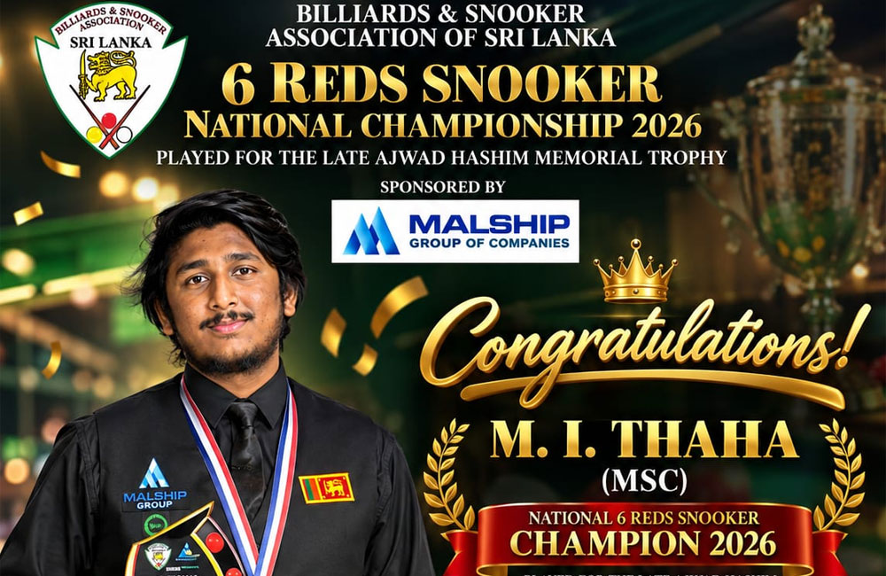 Thaha Crowned National 6 Reds snooker champion after thrilling 5-4 Final