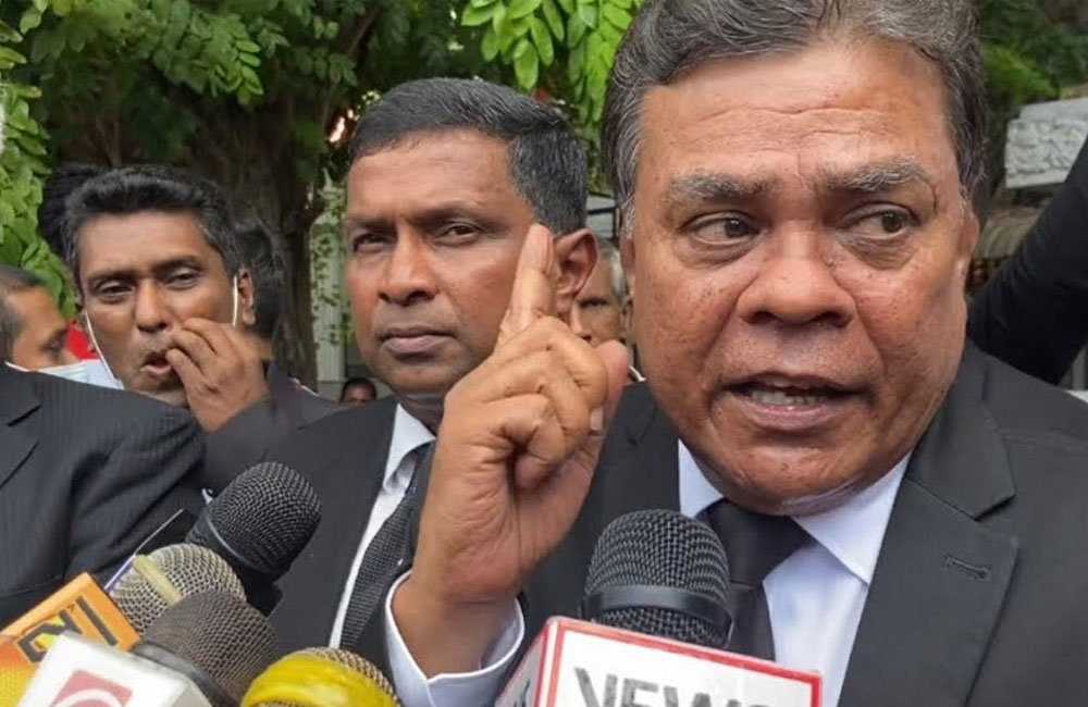Attorney Gunaratne Wanninayake appears before Mt Lavinia Police